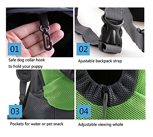 RC GearPro Mochila portátil para Mascotas, diseño de Cabeza hacia afuera, Ajustable, para Gato, Perro, Viaje, Bolso de Hombro Delantero, fácil de Ajustar para Viajar, Caminar, Acampar (L, Verde) RC GearPro Mochila portátil para Mascotas, diseño de Cabeza hacia afuera, Ajustable, para Gato, Perro, Viaje, Bolso de Hombro Delantero, fácil de Ajustar para Viajar, Caminar, Acampar (L, Verde)