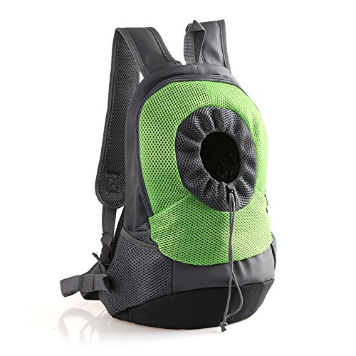 RC GearPro Mochila portátil para Mascotas, diseño de Cabeza hacia afuera, Ajustable, para Gato, Perro, Viaje, Bolso de Hombro Delantero, fácil de Ajustar para Viajar, Caminar, Acampar (L, Verde)