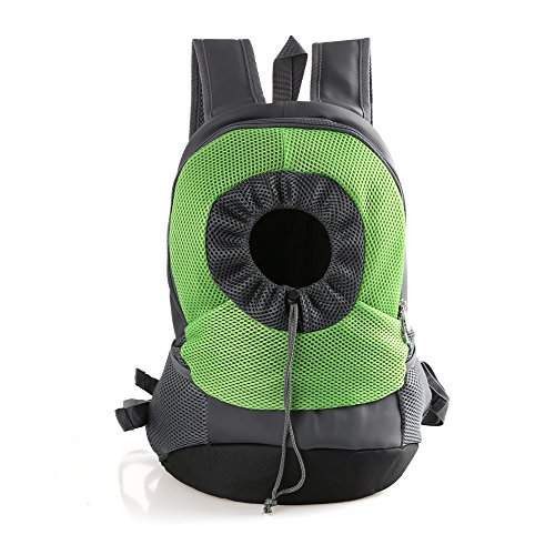 RC GearPro Mochila portátil para Mascotas, diseño de Cabeza hacia afuera, Ajustable, para Gato, Perro, Viaje, Bolso de Hombro Delantero, fácil de Ajustar para Viajar, Caminar, Acampar (L, Verde)