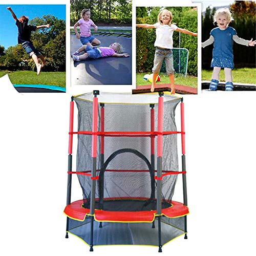 RDFlame Trampolín para Niños Cama elástica infantil con rojo de seguridad 140 cm para jardín para niños cama elastica exterior capacidad de carga dinámica de 50 kg