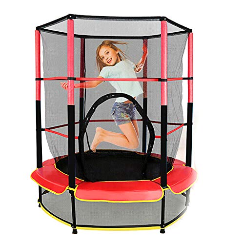 RDFlame Trampolín para Niños Cama elástica infantil con rojo de seguridad 140 cm para jardín para niños cama elastica exterior capacidad de carga dinámica de 50 kg
