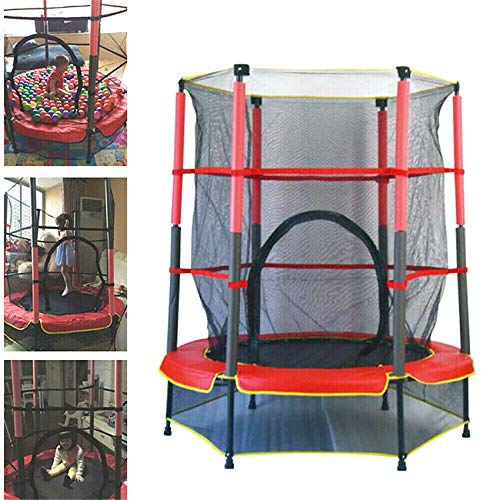 RDFlame Trampolín para Niños Cama elástica infantil con rojo de seguridad 140 cm para jardín para niños cama elastica exterior capacidad de carga dinámica de 50 kg