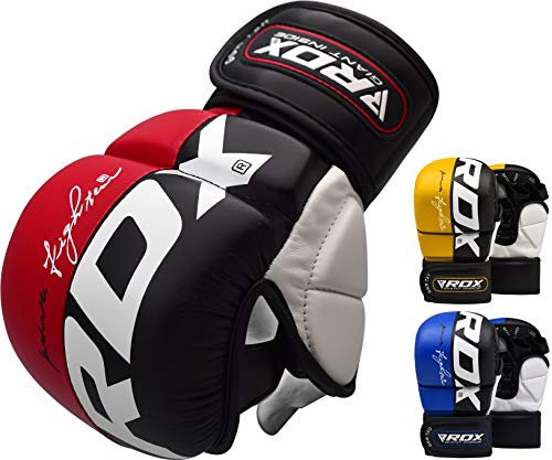 RDX 0 0 MMA UFC - Guantes de Entrenamiento para Deporte de Lucha, Sparring, Lucha Libre, Saco de Arena, agarres, 0, 0, Color Rojo, tamaño Large