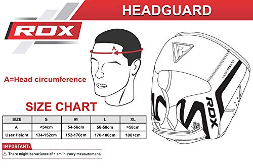 RDX Casco Protector Boxeo Entrenamiento MMA Fighting Headgear | Protector de Cara y Orejas de Muay Thai de Piel de Piel de convección Negro Mate | Ideal para Artes Marciales