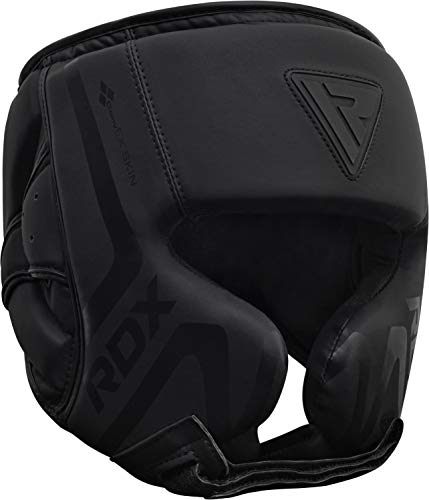 RDX Casco Protector Boxeo Entrenamiento MMA Fighting Headgear | Protector de Cara y Orejas de Muay Thai de Piel de Piel de convección Negro Mate | Ideal para Artes Marciales RDX Casco Protector Boxeo Entrenamiento MMA Fighting Headgear | Protector de Cara y Orejas de Muay Thai de Piel de Piel de convección Negro Mate | Ideal para Artes Marciales