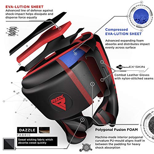 RDX Cascos Boxeo Helmet MMA para Entrenamiento y Muay Thai, Maya Hide Cuero Kara Head Guard, Ideal para Grappling, Sparring, Artes Marciales Kickboxing, Karate, BJJ, Taekwondo RDX Cascos Boxeo Helmet MMA para Entrenamiento y Muay Thai, Maya Hide Cuero Kara Head Guard, Ideal para Grappling, Sparring, Artes Marciales Kickboxing, Karate, BJJ, Taekwondo