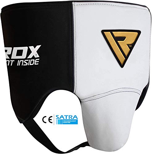 RDX Coquilla Protector Vacuno Cuero Boxeo Ingle Suspensorios Copa Boxeo Abdo Muay Thai (CE Certificado Aprobado)