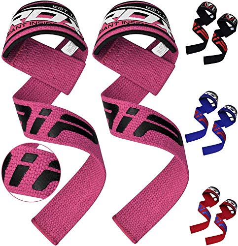 RDX - Correas de elevación para gimnasio: soporte de muñecas para los levantamientos de pesas, diseñadas para los ejercicios de musculación, color rosa