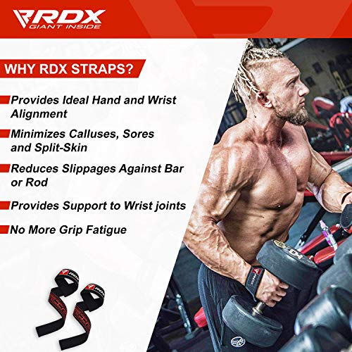 RDX Correas Gimnasio Pesas Levantamiento Muñequeras Musculación Sujeción de Gel Deportivas Elevación Gym Straps Peso Fitness Entrenamiento Halterofília Culturismo