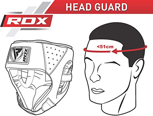 RDX Cuero Niño Boxeo Cascos MMA Kickboxing Sparring Casco Protector Entrenamiento Lucha (CE Certificado Aprobado por SATRA)