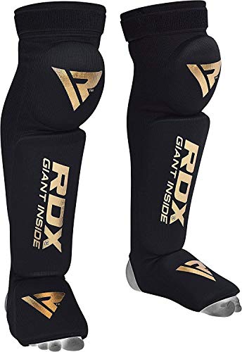 RDX Espinilleras Kick Boxing Boxeo MMA Protección Rodilla Deportivo Elástica Muay Thai Espinilla Empeine Shin Pads RDX Espinilleras Kick Boxing Boxeo MMA Protección Rodilla Deportivo Elástica Muay Thai Espinilla Empeine Shin Pads