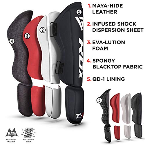 RDX Espinilleras Kick Boxing para Artes Marciales Entrenamiento | Aprobado por SMMAF | Maya Hide Cuero Muay Thai Almohadillas piernas | Equipo de Protección para Boxeo, Kárate, MMA, Sparring, BJJ RDX Espinilleras Kick Boxing para Artes Marciales Entrenamiento | Aprobado por SMMAF | Maya Hide Cuero Muay Thai Almohadillas piernas | Equipo de Protección para Boxeo, Kárate, MMA, Sparring, BJJ