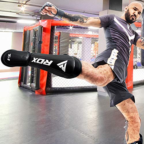 RDX Espinilleras Kick Boxing para Artes Marciales Entrenamiento | Aprobado por SMMAF | Maya Hide Cuero Muay Thai Almohadillas piernas | Equipo de Protección para Boxeo, Kárate, MMA, Sparring, BJJ