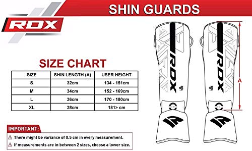 RDX Espinilleras Kick Boxing para Artes Marciales Entrenamiento, Maya Hide Cuero Muay Thai Almohadillas piernas, Equipo de Protección para Boxeo, Kárate, MMA, Sparring, BJJ