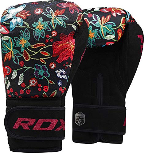 RDX Guantes de Boxeo Mujer para Entrenamiento y Muay Thai | Flora Skin Mitones para Sparring, Kick Boxing | Boxing Gloves para Saco Boxeo, Combate Training