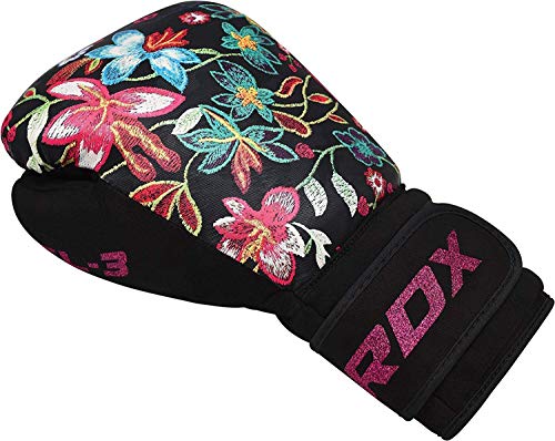 RDX Guantes de Boxeo Mujer para Entrenamiento y Muay Thai | Flora Skin Mitones para Sparring, Kick Boxing | Boxing Gloves para Saco Boxeo, Combate Training