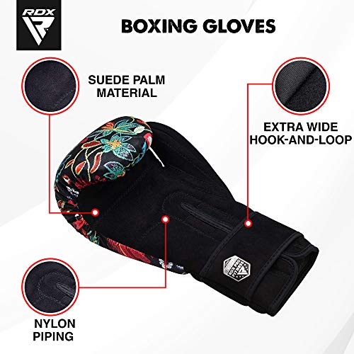 RDX Guantes de Boxeo Mujer para Entrenamiento y Muay Thai | Flora Skin Mitones para Sparring, Kick Boxing | Boxing Gloves para Saco Boxeo, Combate Training RDX Guantes de Boxeo Mujer para Entrenamiento y Muay Thai | Flora Skin Mitones para Sparring, Kick Boxing | Boxing Gloves para Saco Boxeo, Combate Training