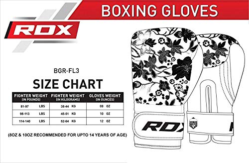 RDX Guantes de Boxeo Mujer para Entrenamiento y Muay Thai | Flora Skin Mitones para Sparring, Kick Boxing | Boxing Gloves para Saco Boxeo, Combate Training