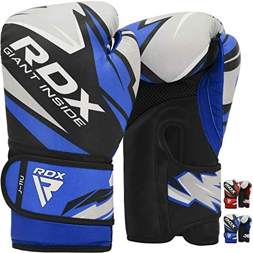 RDX Guantes de Boxeo Niño para Entrenamiento y Muay Thai, Junior Maya Hide Cuero Mitones para Sparring, Kick Boxing, Kids Boxing Gloves para Saco Boxeo, Training