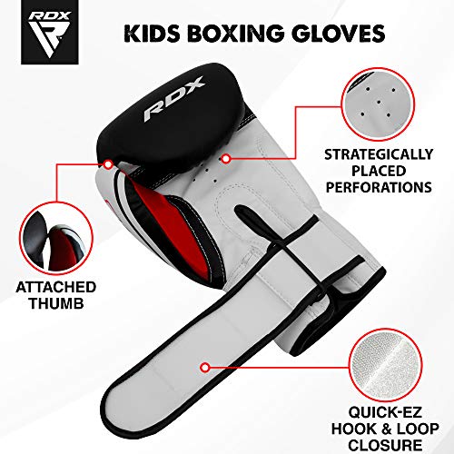 RDX Guantes de Boxeo Niño para Entrenamiento y Muay Thai | Maya Hide Cuero Junior 4oz, 6oz Mitones para Kick Boxing, Sparring | Combate Kids Boxing Gloves para Saco Boxeo Training RDX Guantes de Boxeo Niño para Entrenamiento y Muay Thai | Maya Hide Cuero Junior 4oz, 6oz Mitones para Kick Boxing, Sparring | Combate Kids Boxing Gloves para Saco Boxeo Training