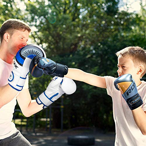 RDX Guantes de Boxeo Niño para Entrenamiento y Muay Thai | Maya Hide Cuero Junior 6oz Mitones para Kick Boxing, Sparring | Combate Kids Boxing Gloves para Saco Boxeo y Training