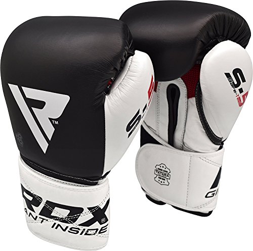 RDX Guantes de Boxeo para Entrenamiento y Muay Thai | Cuero Vacuno Mitones para Sparring, Kick Boxing | Boxing Gloves para Saco Boxeo, Combate Training
