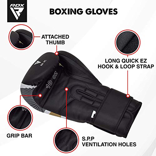 RDX Guantes de Boxeo para Entrenamiento y Muay Thai | Maya Hide Cuero Mitones para Kick Boxing, Sparring | Boxing Gloves para Combate Training, Saco Boxeo