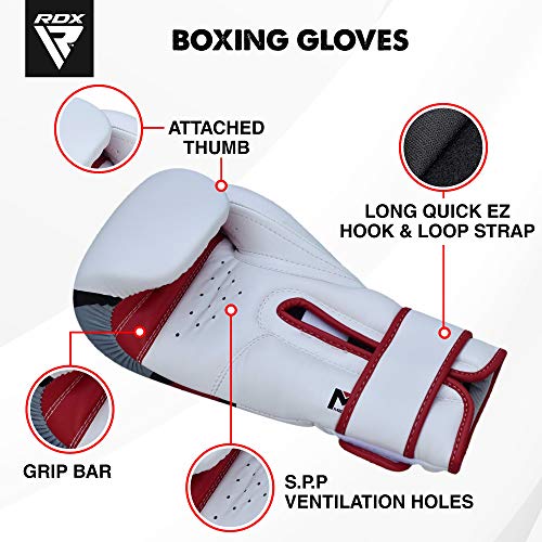 RDX Guantes de Boxeo para Entrenamiento y Muay Thai | Maya Hide Cuero Mitones para Kick Boxing, Sparring | Boxing Gloves para Combate Training, Saco Boxeo