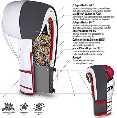 RDX Guantes de Boxeo para Entrenamiento y Muay Thai | Maya Hide Cuero Mitones para Kick Boxing, Sparring | Boxing Gloves para Combate Training, Saco Boxeo RDX Guantes de Boxeo para Entrenamiento y Muay Thai | Maya Hide Cuero Mitones para Kick Boxing, Sparring | Boxing Gloves para Combate Training, Saco Boxeo