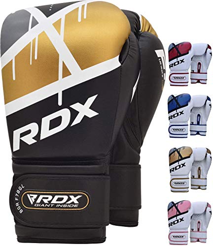 RDX Guantes de Boxeo para Entrenamiento y Muay Thai | Maya Hide Cuero Mitones para Kick Boxing, Sparring | Boxing Gloves para Combate Training, Saco Boxeo