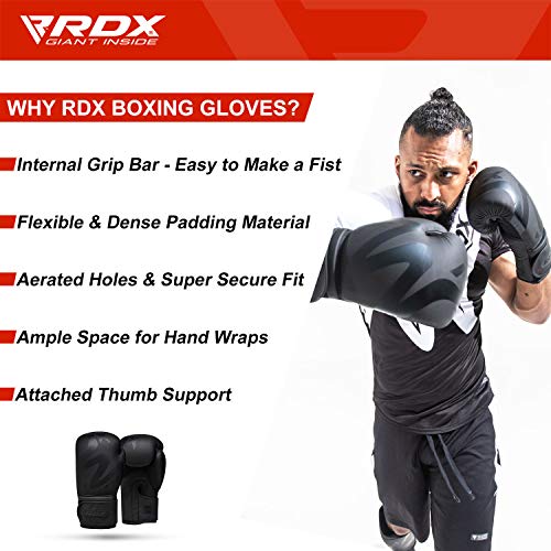 RDX Guantes de Boxeo para Muay Thai y Entrenamiento | Convex Cuero Mitones para Sparring, Kick Boxing | Boxing Gloves para Saco Boxeo, Combate Training