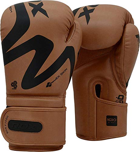 RDX Guantes de Boxeo para Muay Thai y Entrenamiento | Convex Skin Combat Cuero Mitones para Sparring, Kick Boxing | Boxing Gloves para Saco Boxeo, Combate Training