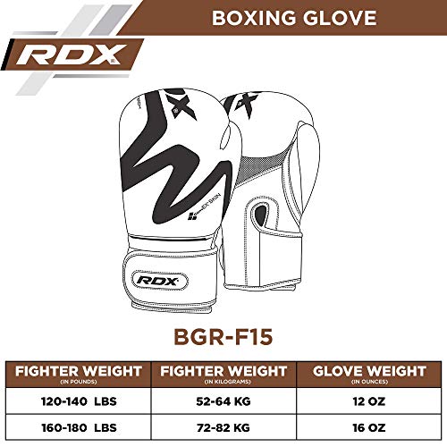 RDX Guantes de Boxeo para Muay Thai y Entrenamiento | Convex Skin Combat Cuero Mitones para Sparring, Kick Boxing | Boxing Gloves para Saco Boxeo, Combate Training