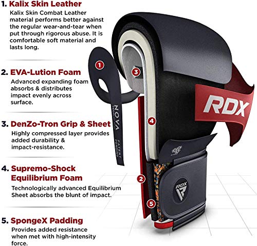 RDX Guantes de Boxeo para Muay Thai y Entrenamiento | Kalix Cuero Mitones para Sparring, Kick Boxing | Boxing Gloves para Saco Boxeo, Combate Training RDX Guantes de Boxeo para Muay Thai y Entrenamiento | Kalix Cuero Mitones para Sparring, Kick Boxing | Boxing Gloves para Saco Boxeo, Combate Training
