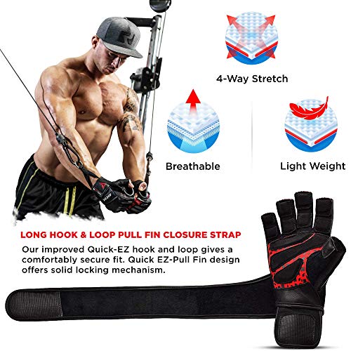 RDX Guantes Gimnasio Cuero con Muñequera Fitness Musculacion Culturismo Gym Levantamiento RDX Guantes Gimnasio Cuero con Muñequera Fitness Musculacion Culturismo Gym Levantamiento
