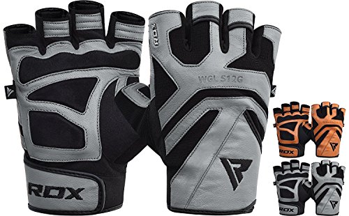 RDX Guantes Gimnasio Cuero Fitness Musculacion Culturismo Gym Levantamiento de Pesas Crossfit Entrenamiento Antideslizante Halterofilia Powerlifting Workout Deportivos Weightlifting Gloves