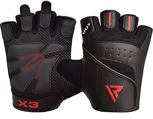 RDX Guantes Gimnasio Fitness Culturismo Musculacion Gym Levantamiento de Pesas Entrenamiento Halterofilia Deportivos Powerlifting Antideslizante Workout Weightlifting Gloves