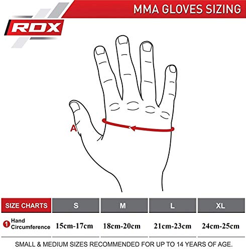 RDX Guantes MMA para Artes Marciales Entrenamiento, Convex Skin Grappling Guantillas, Bueno para Sparring, Lucha Libre, Saco de Boxeo, Kickboxing y Combate Training