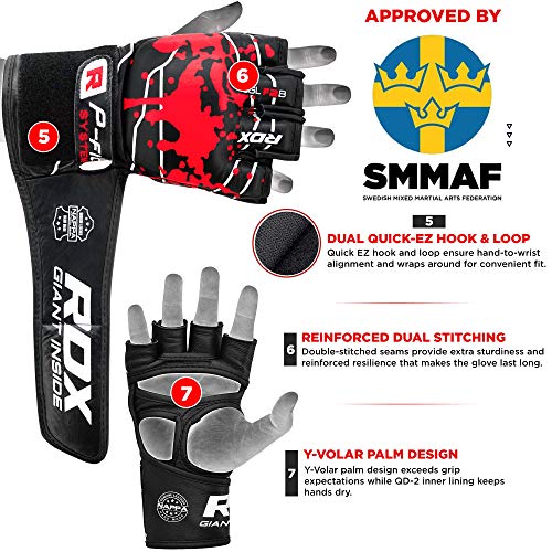 RDX Guantes MMA para Artes Marciales Entrenamiento, Cuero Grappling Guantillas, Bueno para Sparring, Lucha Libre, Kickboxing, Saco de Boxeo, Combate Training y Muay Thai RDX Guantes MMA para Artes Marciales Entrenamiento, Cuero Grappling Guantillas, Bueno para Sparring, Lucha Libre, Kickboxing, Saco de Boxeo, Combate Training y Muay Thai