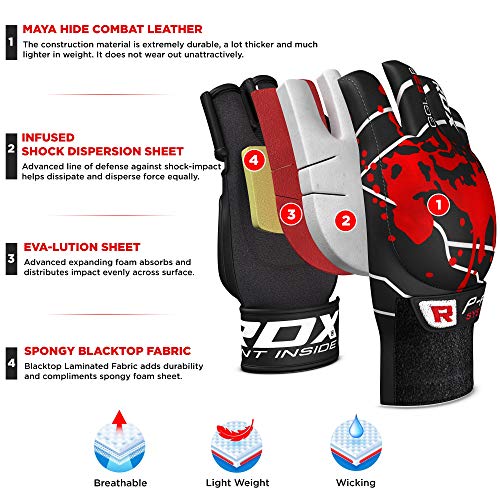 RDX Guantes MMA para Artes Marciales Entrenamiento, Cuero Grappling Guantillas, Bueno para Sparring, Lucha Libre, Kickboxing, Saco de Boxeo, Combate Training y Muay Thai