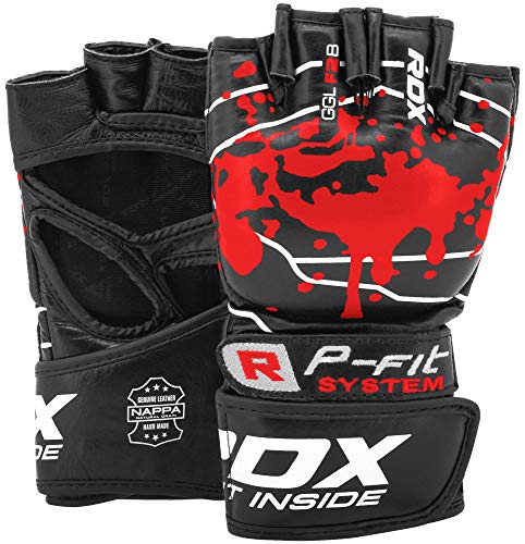 RDX Guantes MMA para Artes Marciales Entrenamiento, Cuero Grappling Guantillas, Bueno para Sparring, Lucha Libre, Kickboxing, Saco de Boxeo, Combate Training y Muay Thai