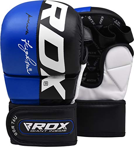 RDX Guantes MMA para Artes Marciales Entrenamiento, Cuero Grappling Guantillas, Bueno para Sparring, Muay Thai, Kickboxing, Saco de Boxeo, Combate Training y Lucha Libre