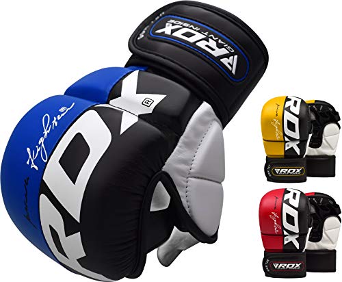 RDX Guantes MMA para Artes Marciales Entrenamiento, Cuero Grappling Guantillas, Bueno para Sparring, Muay Thai, Kickboxing, Saco de Boxeo, Combate Training y Lucha Libre