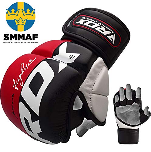 RDX Guantes MMA para Artes Marciales Entrenamiento, Cuero Grappling Guantillas, Bueno para Sparring, Muay Thai, Kickboxing, Saco de Boxeo, Combate Training y Lucha Libre RDX Guantes MMA para Artes Marciales Entrenamiento, Cuero Grappling Guantillas, Bueno para Sparring, Muay Thai, Kickboxing, Saco de Boxeo, Combate Training y Lucha Libre