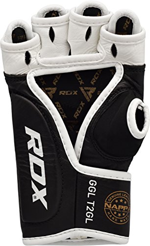 RDX Guantes MMA para Artes Marciales Entrenamiento, Cuero Kickboxing Guantillas, Bueno para Muay Thai, Saco de Boxeo, Lucha Libre, Combate Training, Sparring y Grappling