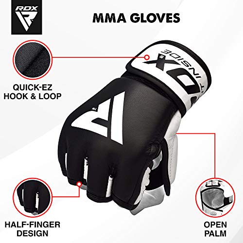 RDX Guantes MMA para Artes Marciales Entrenamiento, Cuero Sparring Guantillas, Bueno para Grapling, Kickboxing, Muay Thai, Saco de Boxeo, Combate Training y Lucha Libre