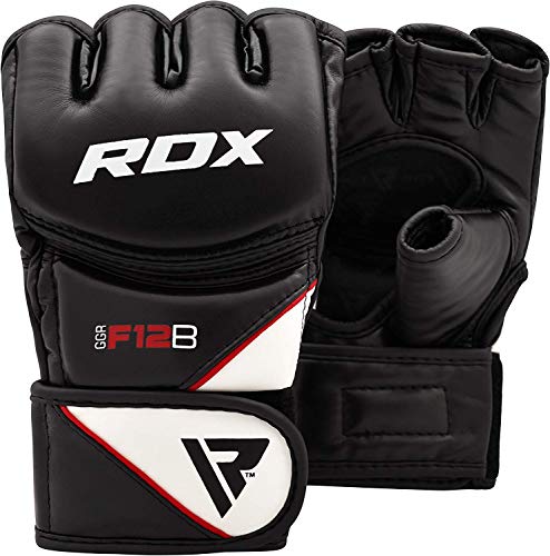 RDX Guantes MMA para Artes Marciales Entrenamiento, Maya Hide Cuero Grappling Guantillas, Bueno para Sparring, Kickboxing, Muay Thai, Saco de Boxeo, Lucha Libre y Combate Training