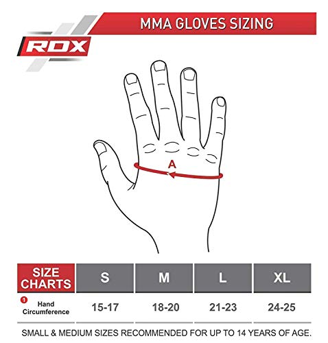 RDX Guantes MMA para Artes Marciales Entrenamiento, Maya Hide Cuero Grappling Guantillas, Bueno para Sparring, Kickboxing, Muay Thai, Saco de Boxeo, Lucha Libre y Combate Training