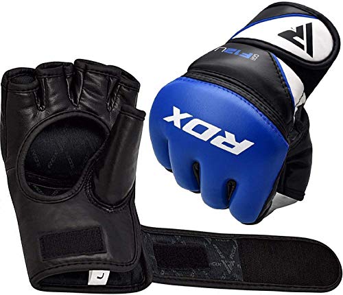 RDX Guantes MMA para Artes Marciales Entrenamiento, Maya Hide Cuero Grappling Guantillas, Bueno para Sparring, Kickboxing, Muay Thai, Saco de Boxeo, Lucha Libre y Combate Training