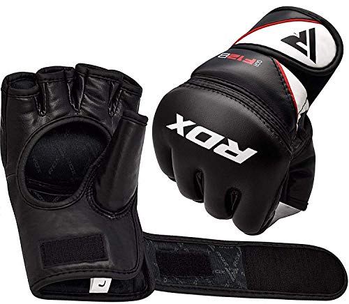 RDX Guantes MMA para Artes Marciales Entrenamiento, Maya Hide Cuero Grappling Guantillas, Bueno para Sparring, Kickboxing, Muay Thai, Saco de Boxeo, Lucha Libre y Combate Training